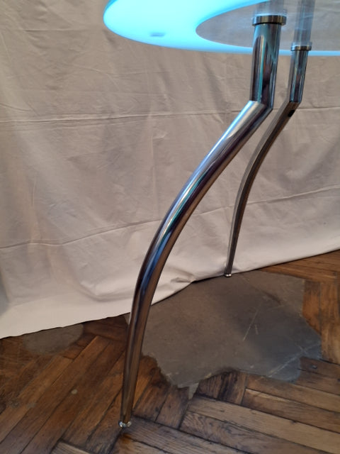 Glasbord med krom ben